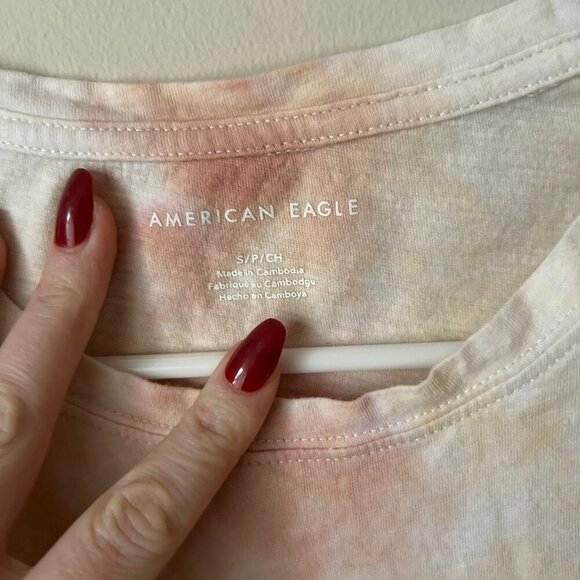 American Eagle Pink Tan Tie Dye Muscle Cropped Tank Top Women’s Size Small - Picture 3 of 6